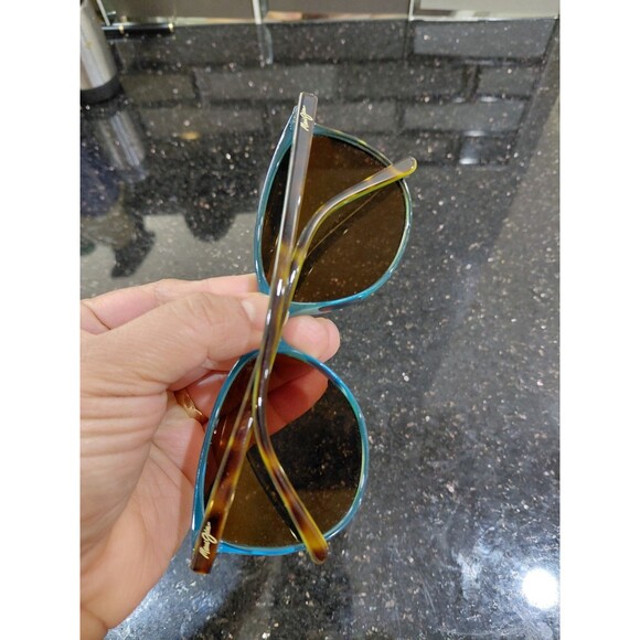 Maui Jim Tortoise Shell Frame Sunglasses with Teal Temples and Dark Lenses main image 6